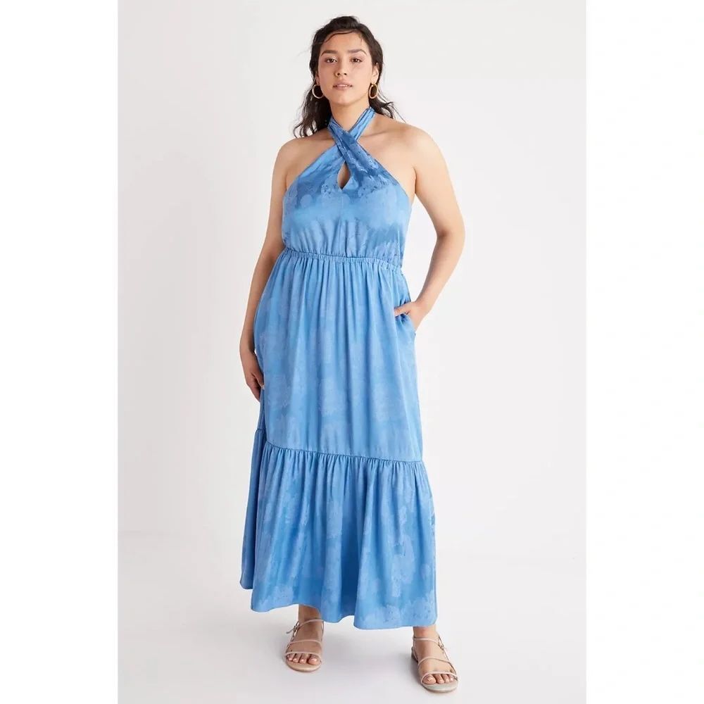 Anthropologie Tiered Halter Maxi Dress